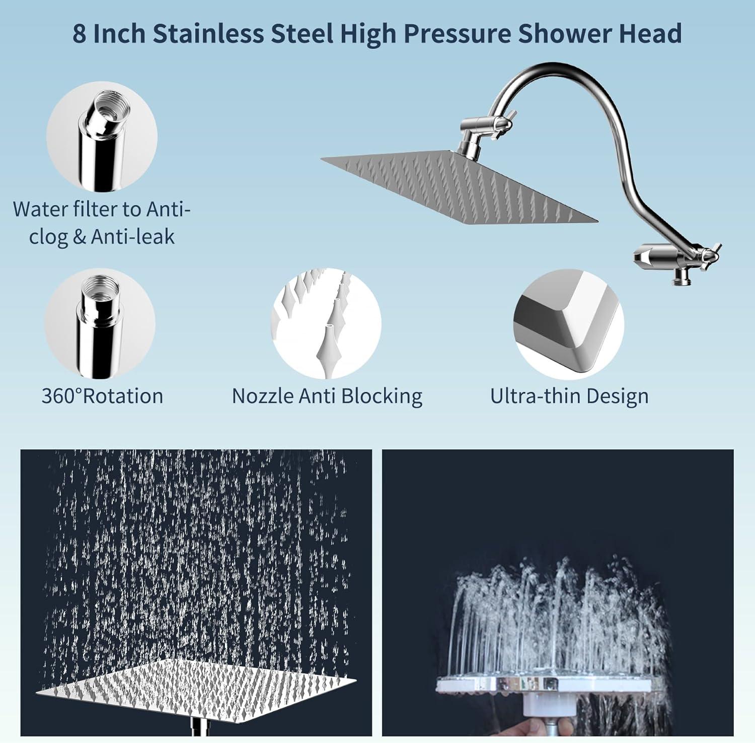 Rain Dual Shower Head 1.8 GPM GPM with Self-Cleaning