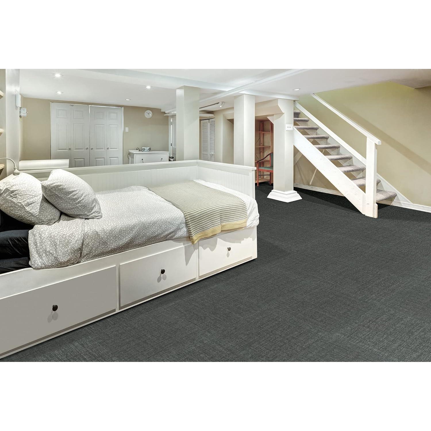 Mohawk Basics 24" x 24" Carpet Tile Sample with EnviroStrand™ PET Fiber in Charcoal (1 piece)