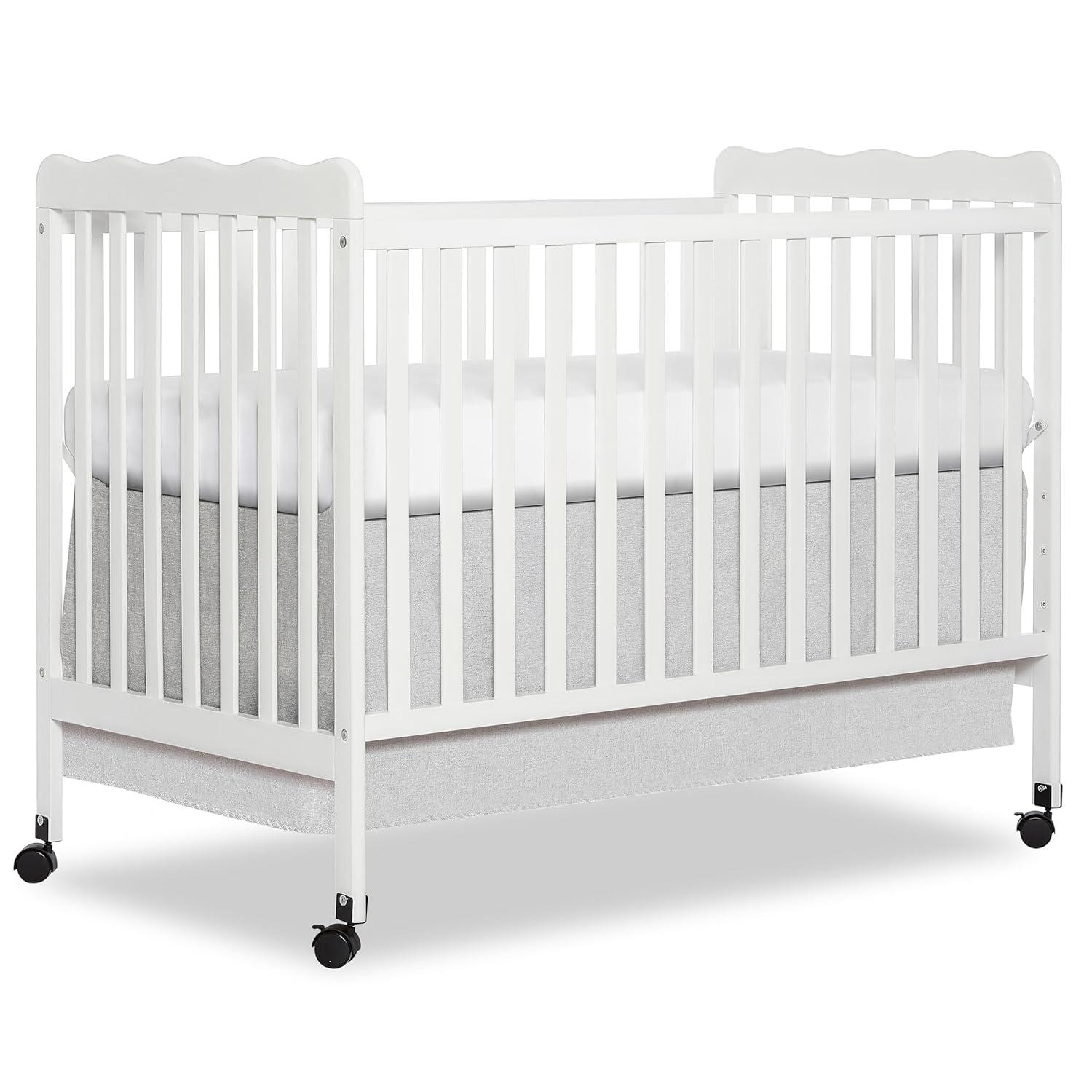 White Wooden Convertible 3-in-1 Crib with Safety Rails