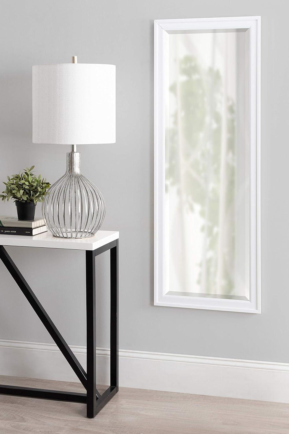 19.5" x 51.5" Bosc Full Length Wall Mirror White - DesignOvation: Modern Rectangle, No Assembly Required