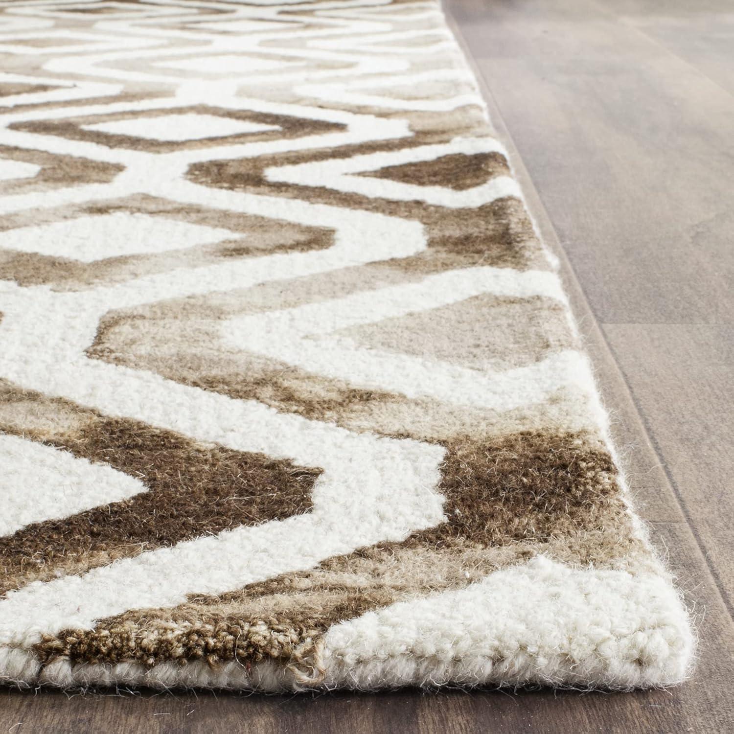 Ivory and Chocolate Hand-Tufted Wool 9' x 12' Area Rug