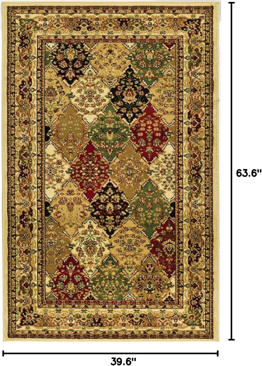 Multi/Ivory Floral Hand-Knotted Synthetic Small Rug