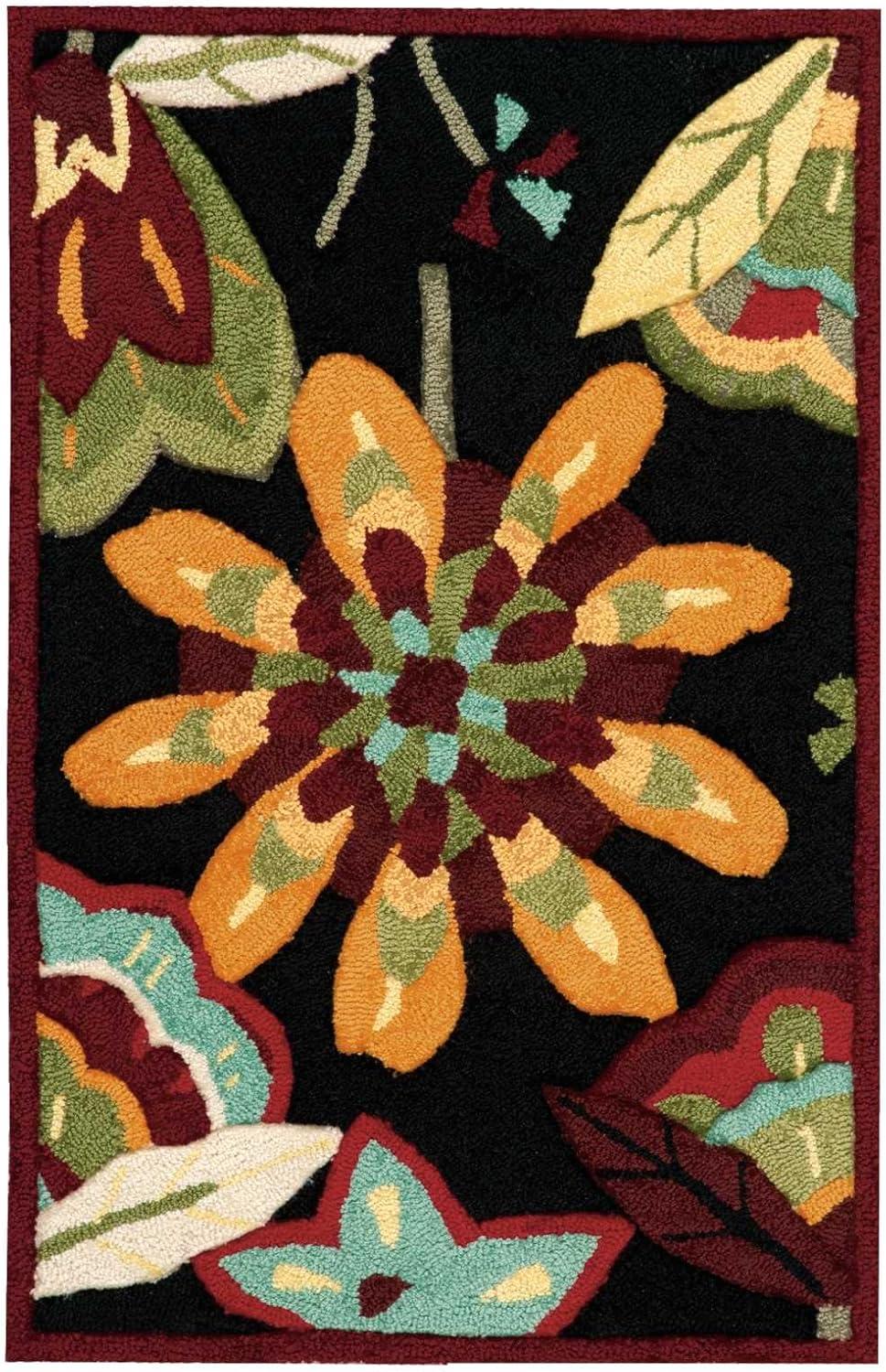 Nourison Fantasy Floral Black 1'9" x 2'9" Area Rug, (2x3)