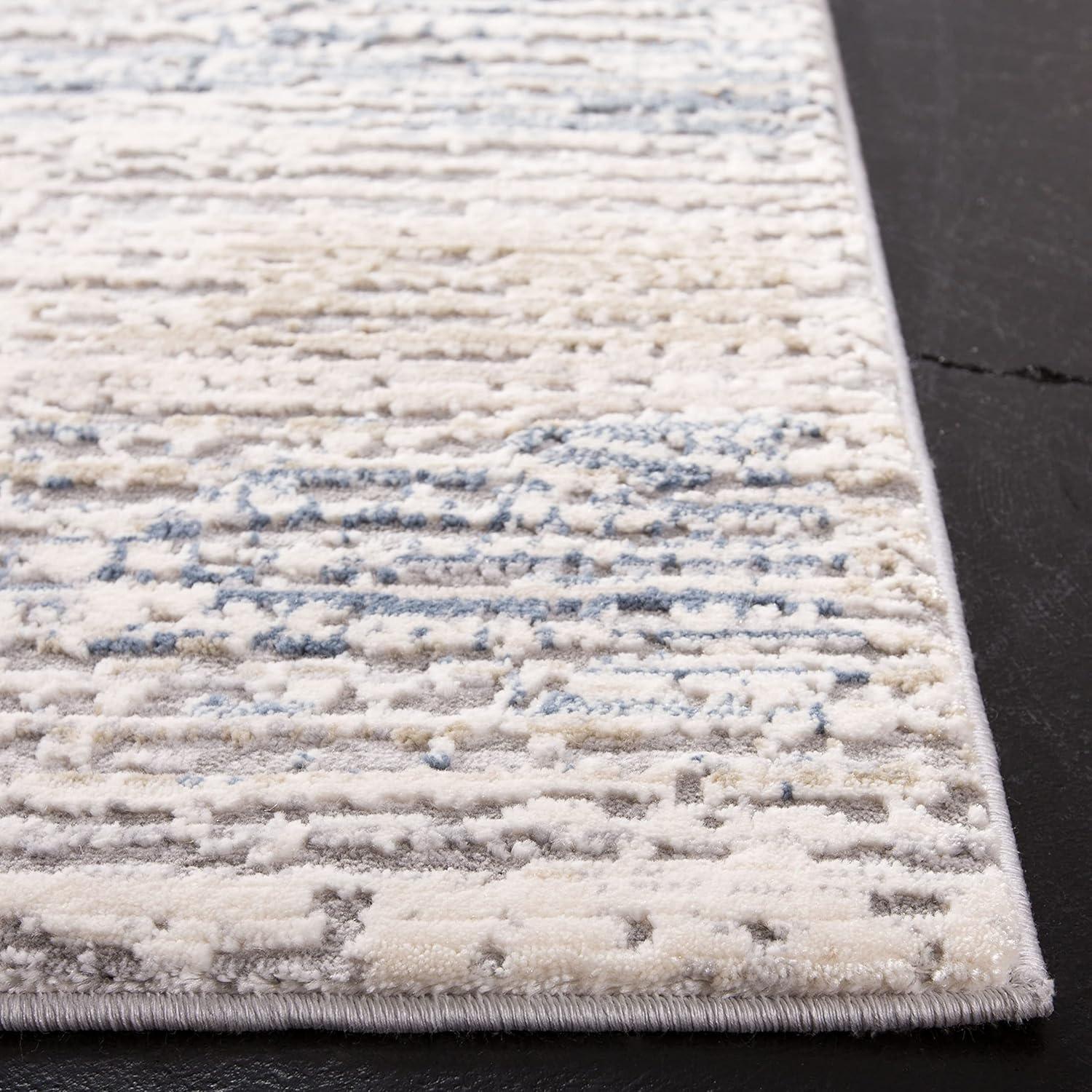 Gray and Cream Tufted Synthetic 9' x 12' Rug