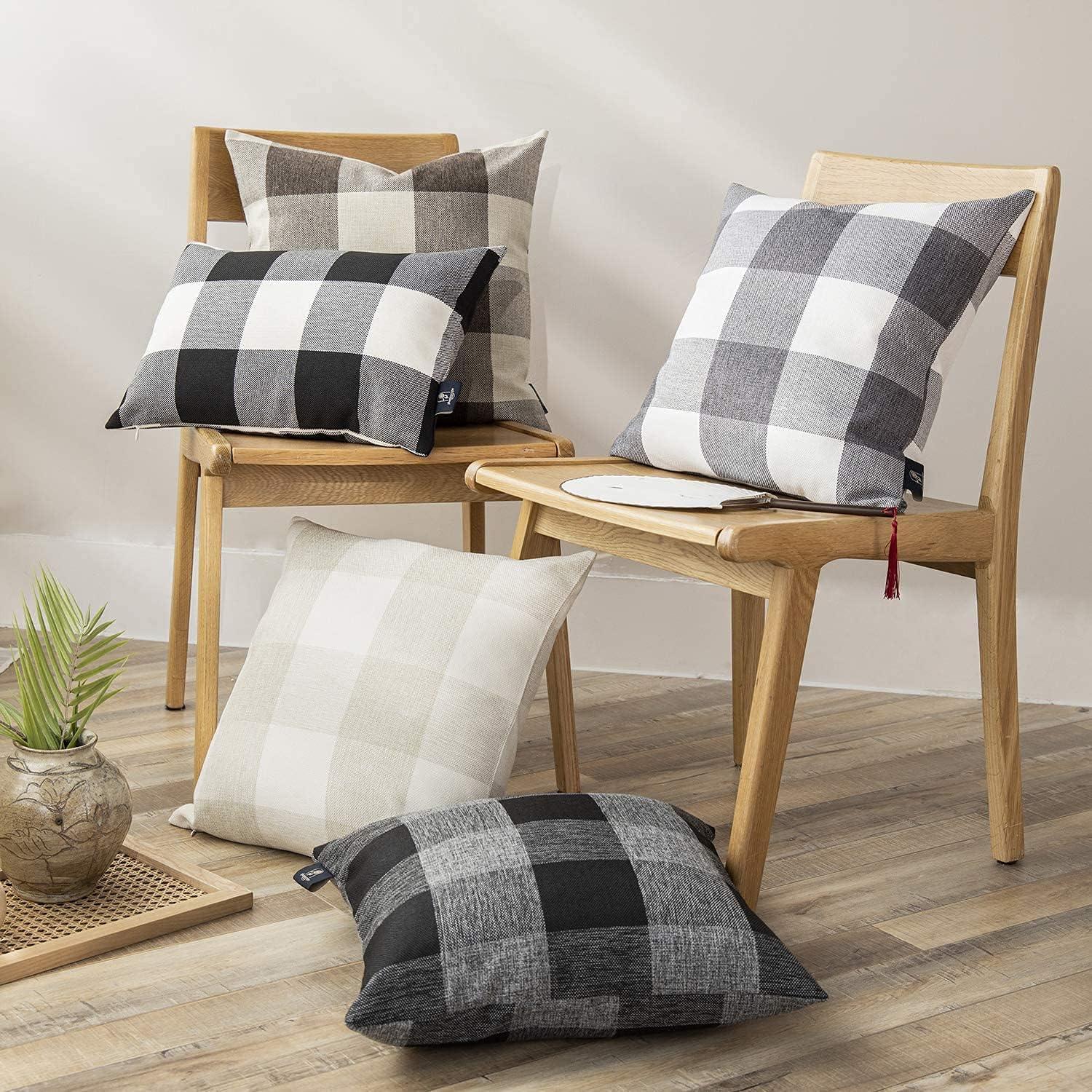 Buffalo Checker Plaids Series Cushion Square Decorative Throw Pillow Cusion for Couch, 18" x 18", Blue, 2 Pack