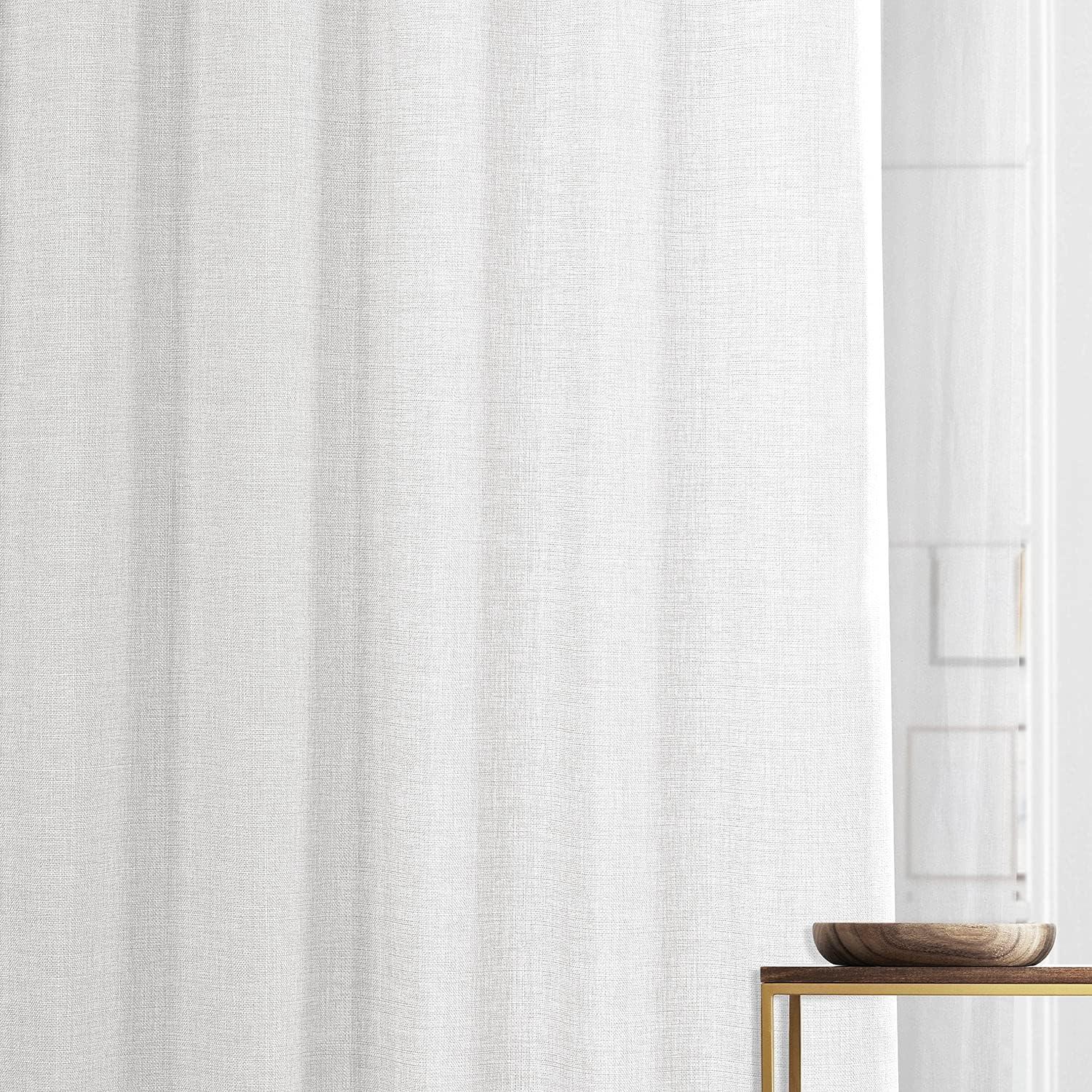 HPD Half Price Drapes Magnolia Off White Italian Faux Linen Room Darkening Curtains with Rod Pocket - 1 Panel - Window Curtains for Living Room & Curtains for Bedroom, 50W X 84L