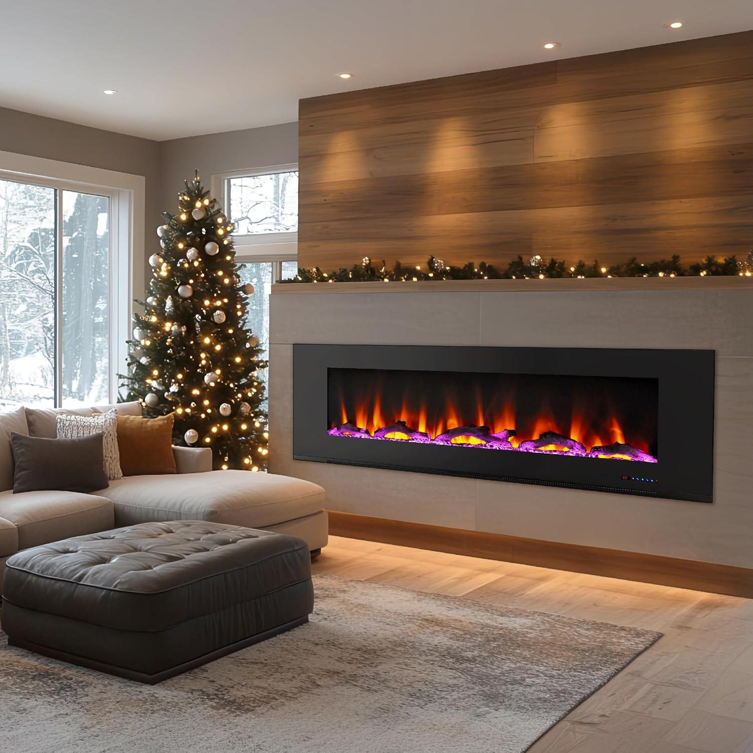 Cambridge Cambridge Wall Mount Electric Fireplace Heater with Remote Control for Indoor Use in Living Room, Bedroom, Home Office