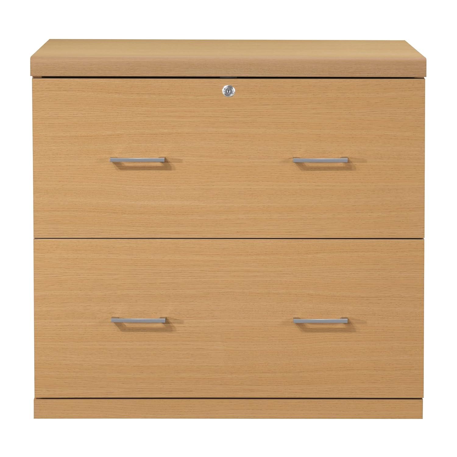 Alpine 2-Drawer Engineered Wood Lateral File with Lockdowel  in Natural Finish
