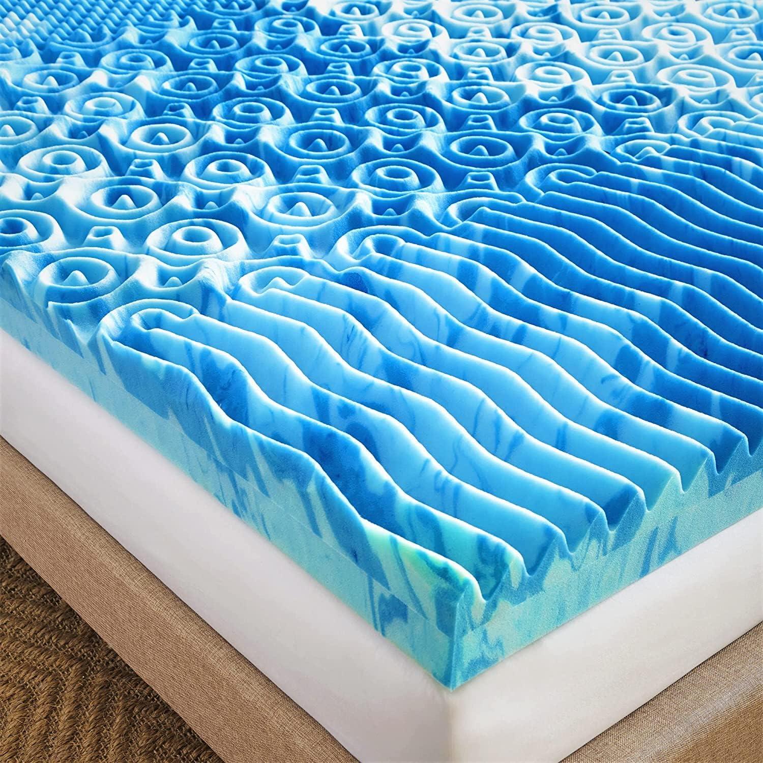 Queen Size 4" Gel Lux Memory Foam Mattress Topper: Contouring Comfort, Pressure Relief Zones, Cooling Gel Infusion, Air Flow Tech, Medium Firm Support, CertiPUR-US Certified