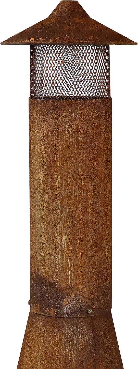 SunnyDaze Decor 70'' H x 23.5'' W 70" Rust Patina Finish Steel Wood-Burning Chiminea with Spark Screen
