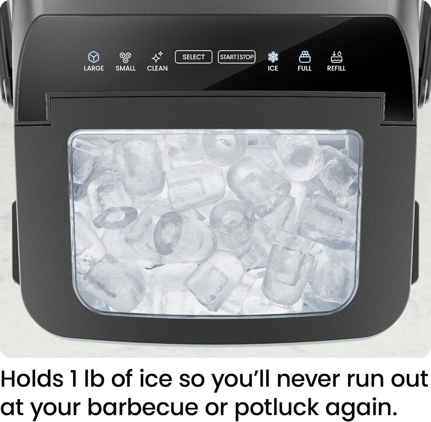 ICEMAN Dual-Size Countertop Bullet Ice Machine w/ 0.88lb Capacity - Black