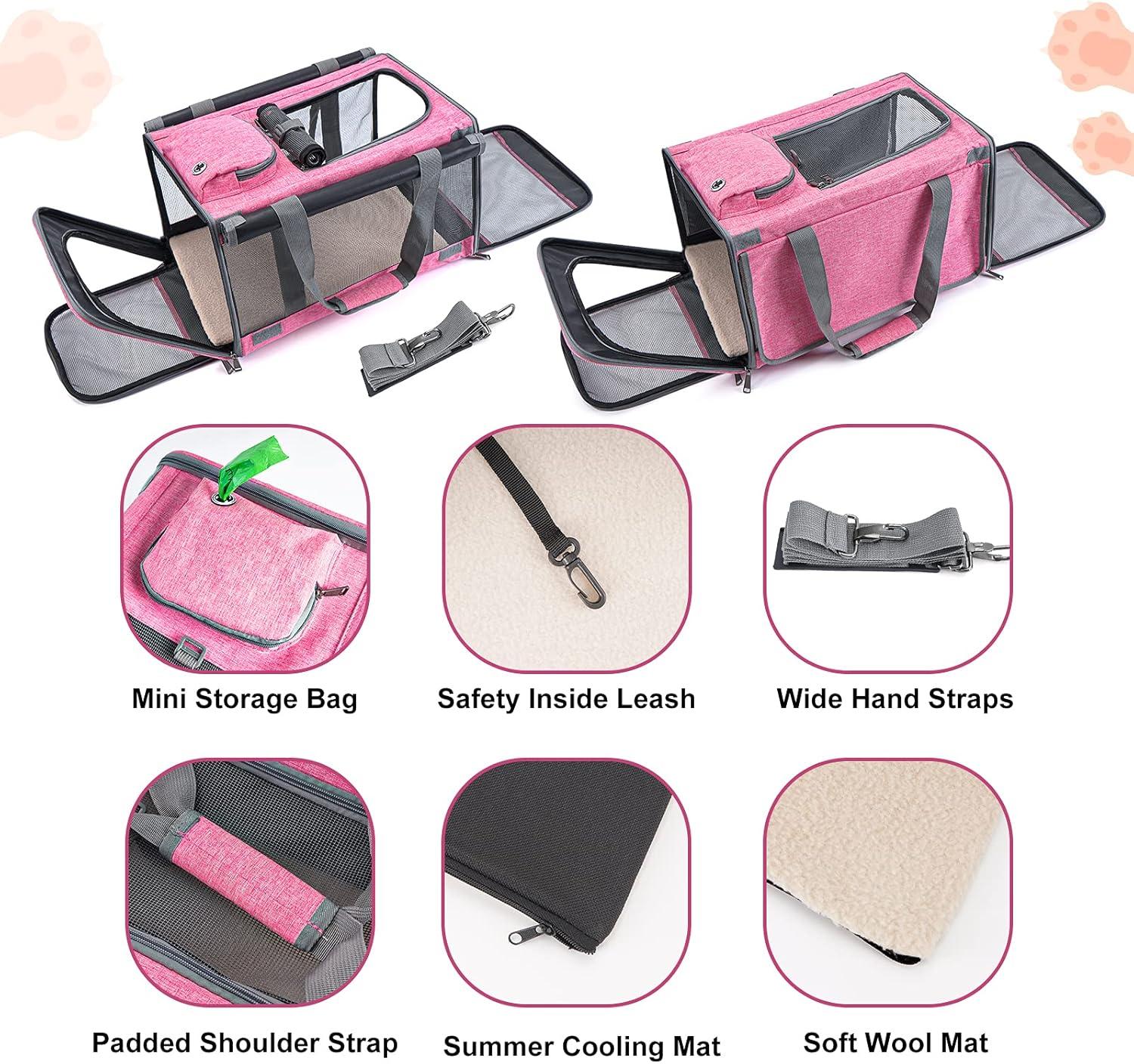 Dog Soft-Sided Carriers Cat Soft-Sided Carriers Dog Carriers Cat Travel Carrier Dog Travel Bag Reptile Carrier Squirrel Carrier Guinea Pig carrierLarge Pink