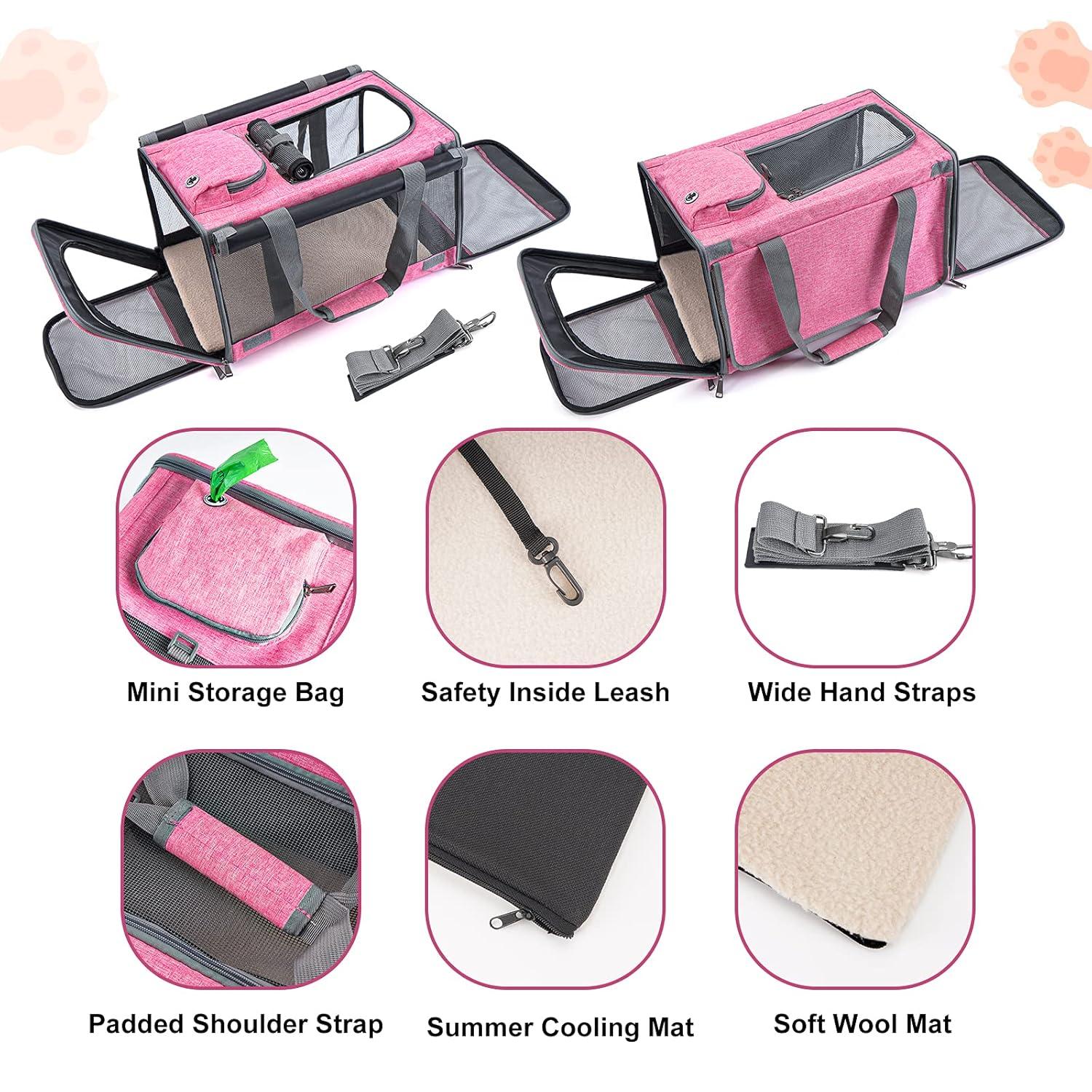 Dog Soft-Sided Carriers Cat Soft-Sided Carriers Dog Carriers Cat Travel Carrier Dog Travel Bag Reptile Carrier Squirrel Carrier Guinea Pig carrierLarge Pink