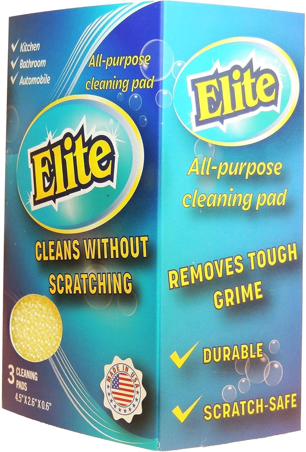 Elite Yellow Non-Scratch Polyester Scrub Sponge, 3 Pack