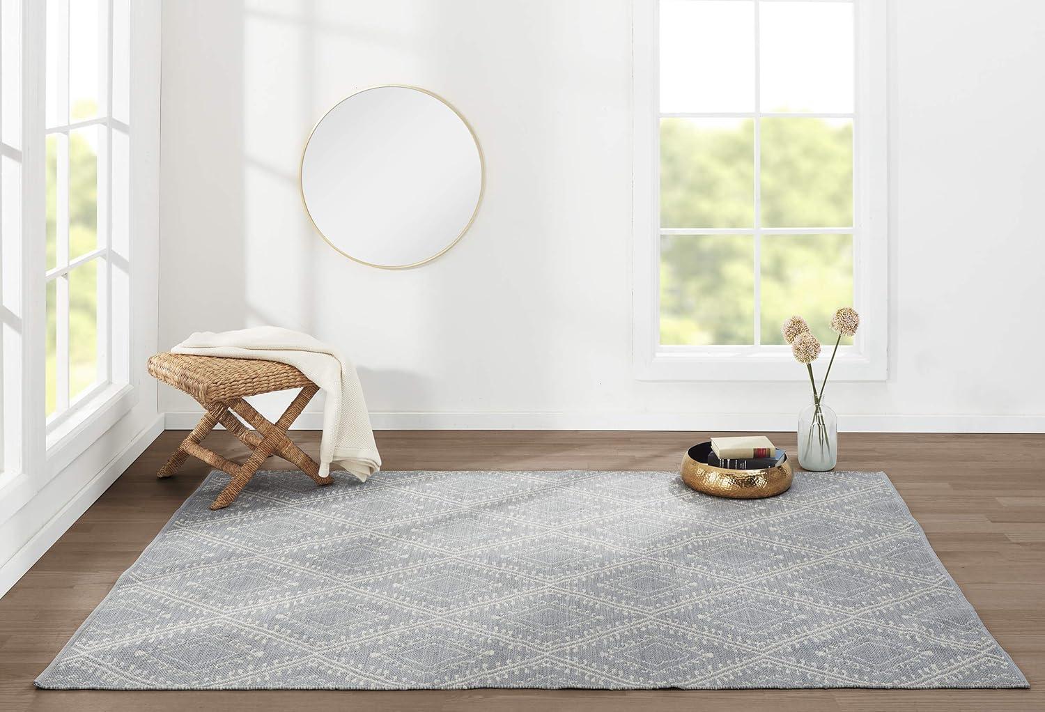 Easton Geometric Handmade Flatweave Gray Indoor / Outdoor Area Rug