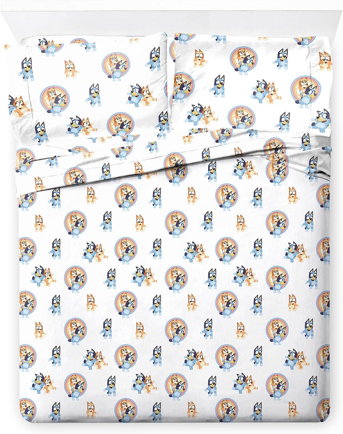 Saturday Park Saturday Park Bluey Rainbow 100% Organic Cotton Sheet Set