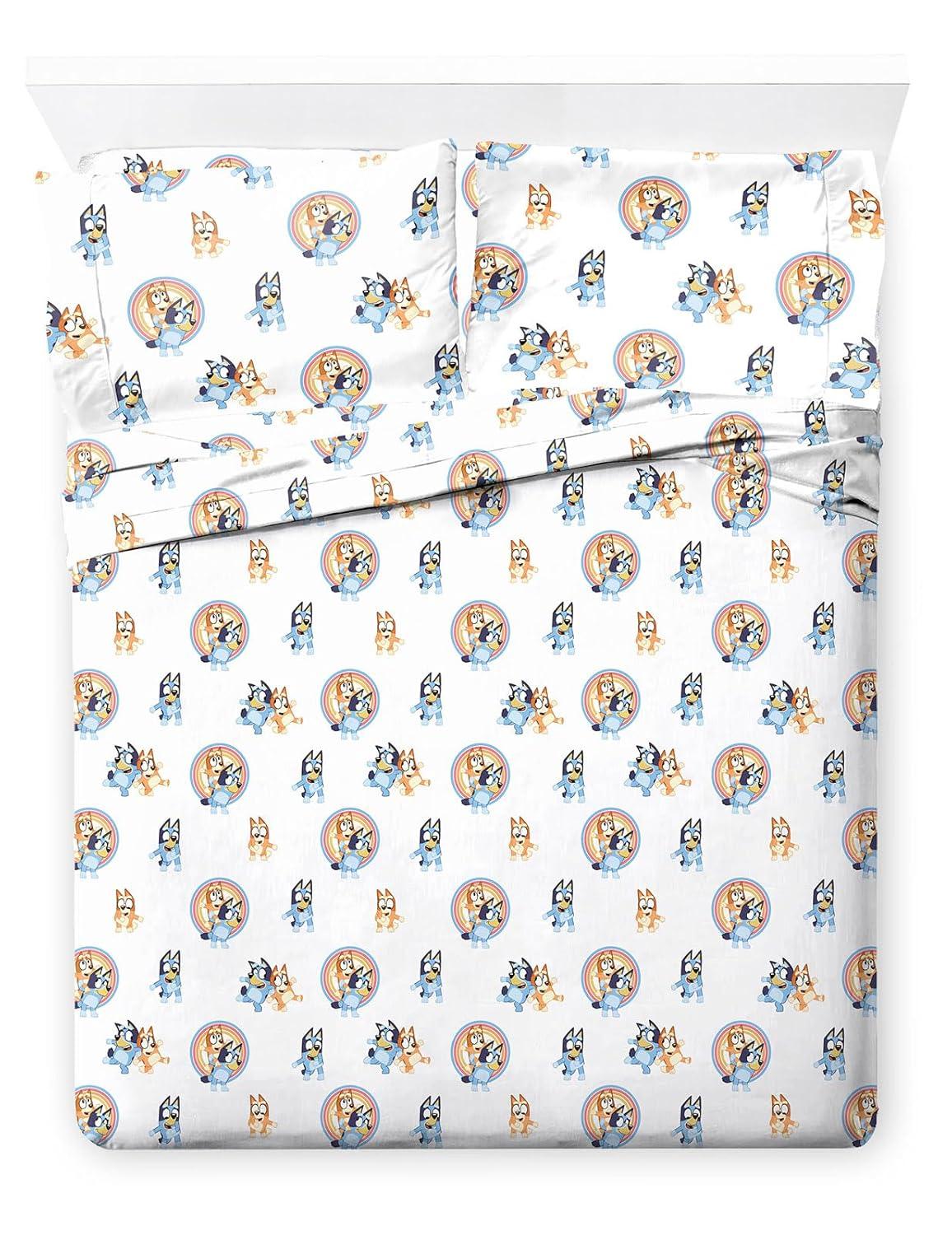 Saturday Park Saturday Park Bluey Rainbow 100% Organic Cotton Sheet Set