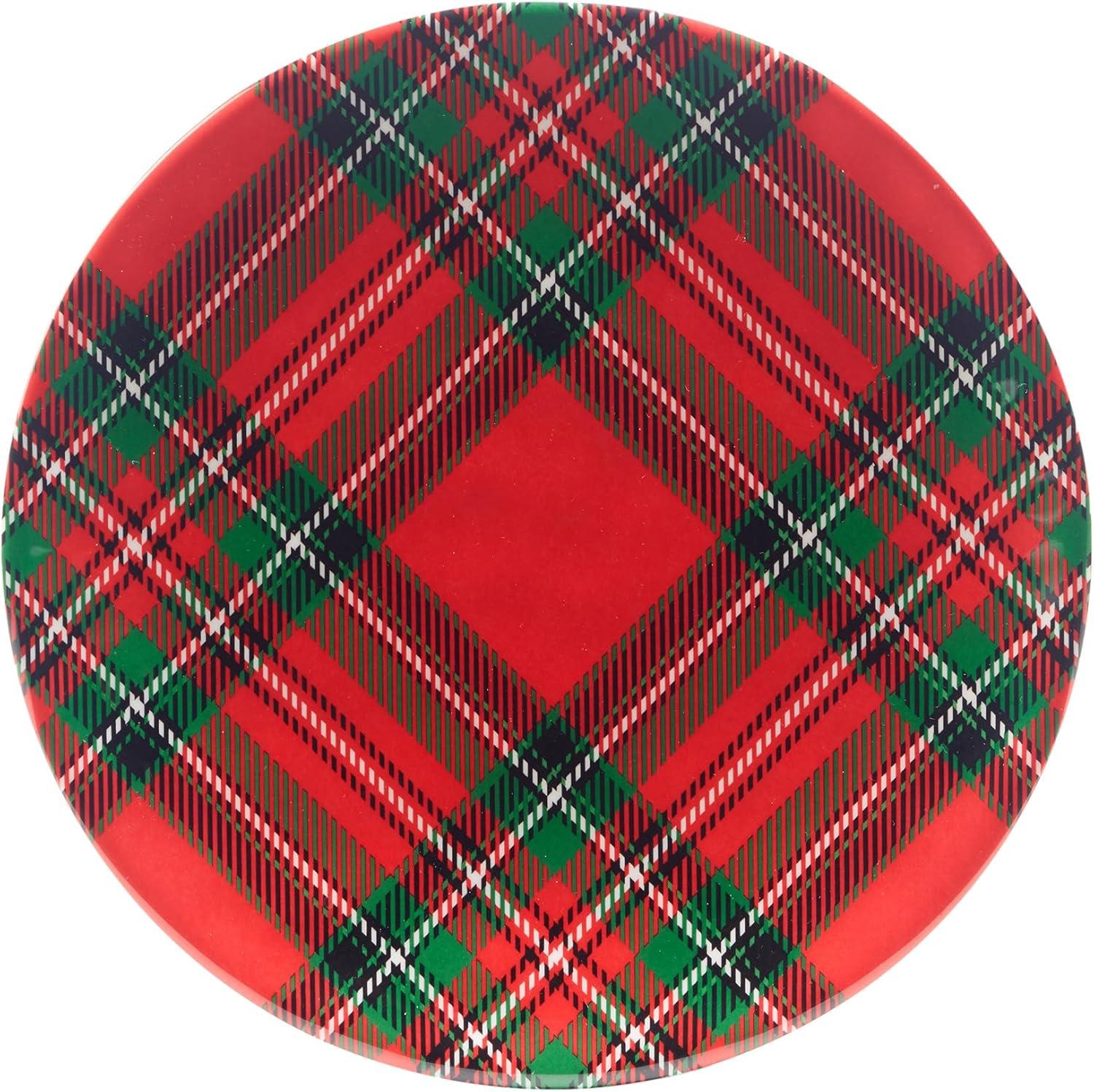 Christmas Plaid 12-Piece Melamine Dinnerware Set, Service for 4