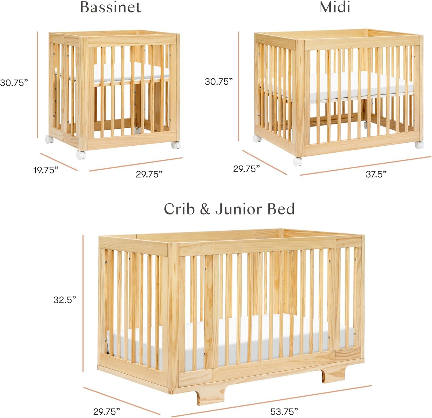 Babyletto Yuzu Natural Wood 8-in-1 Convertible Baby Crib with All Stages Conversion Kit