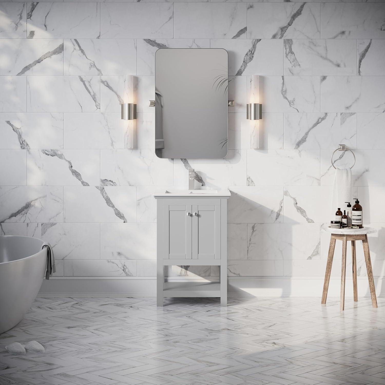 Manchester 24" Freestanding Single Sink Bathroom Vanity with Integrated Sink (Faucet Not Included)