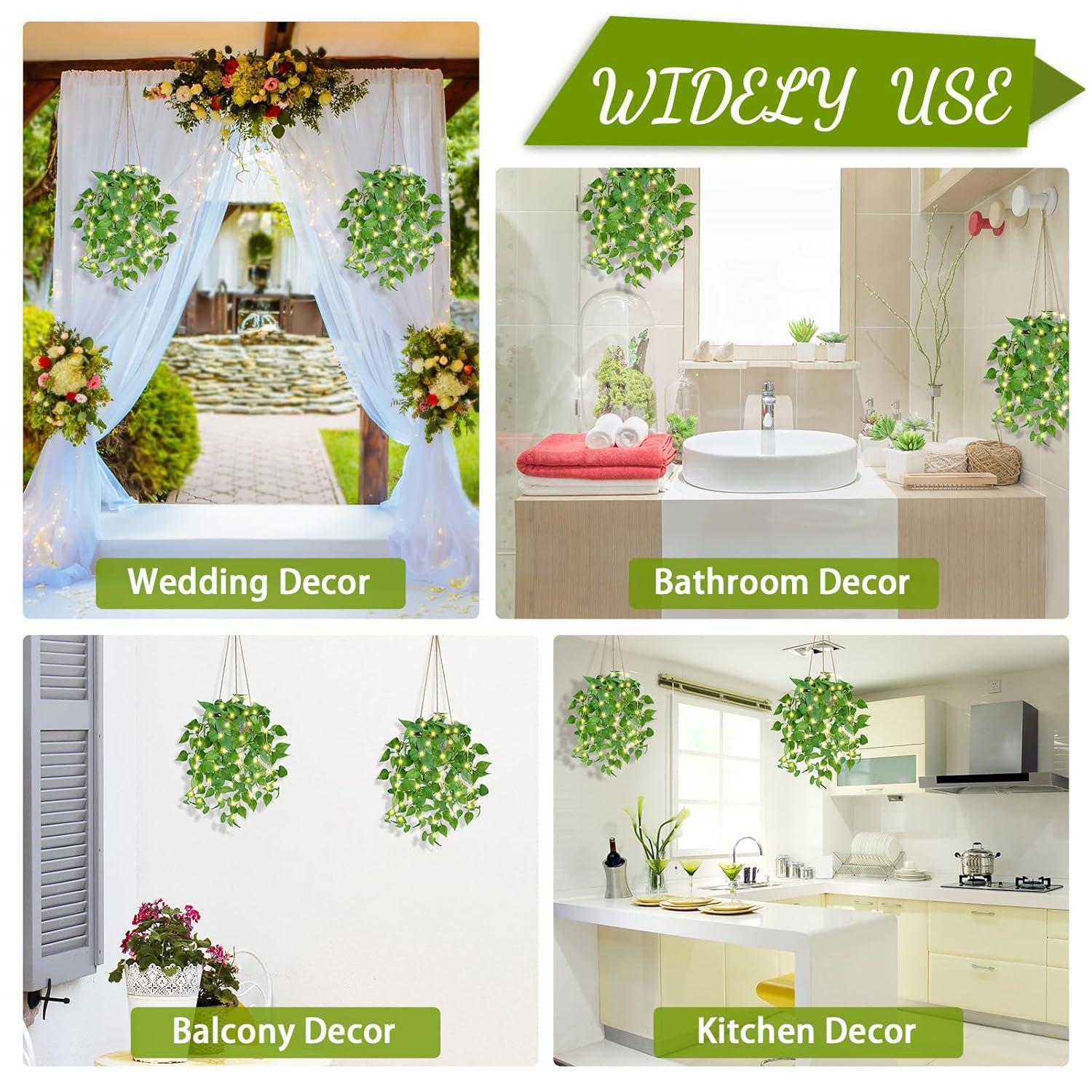 Hanging Plant Fake Plants with Pots, 2 Pack Artificial Plants, Faux Anthurium Leaf Basket for Wall Home Room Indoor Outdoor Decor