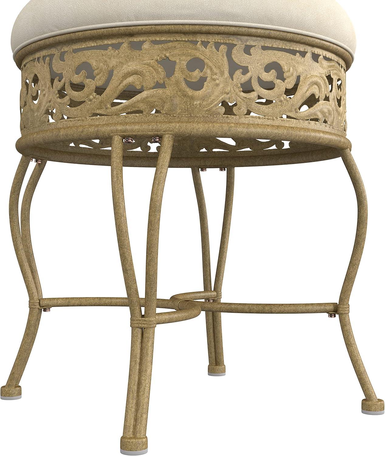 18.5" Villa III Upholstered Backless Metal Vanity Stool Beige - Hillsdale Furniture: Round Padded Seat, Makeup Bench