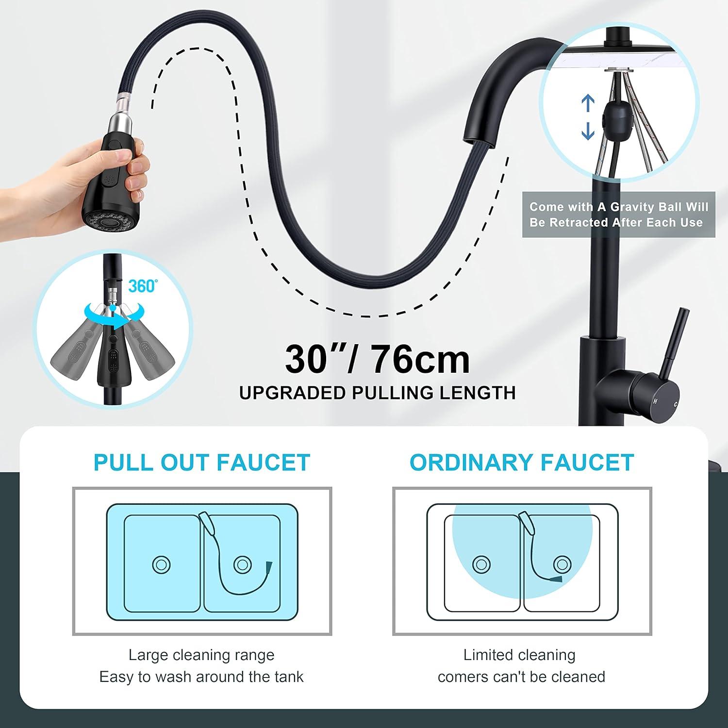 Babevy Pull Down Kitchen Faucet