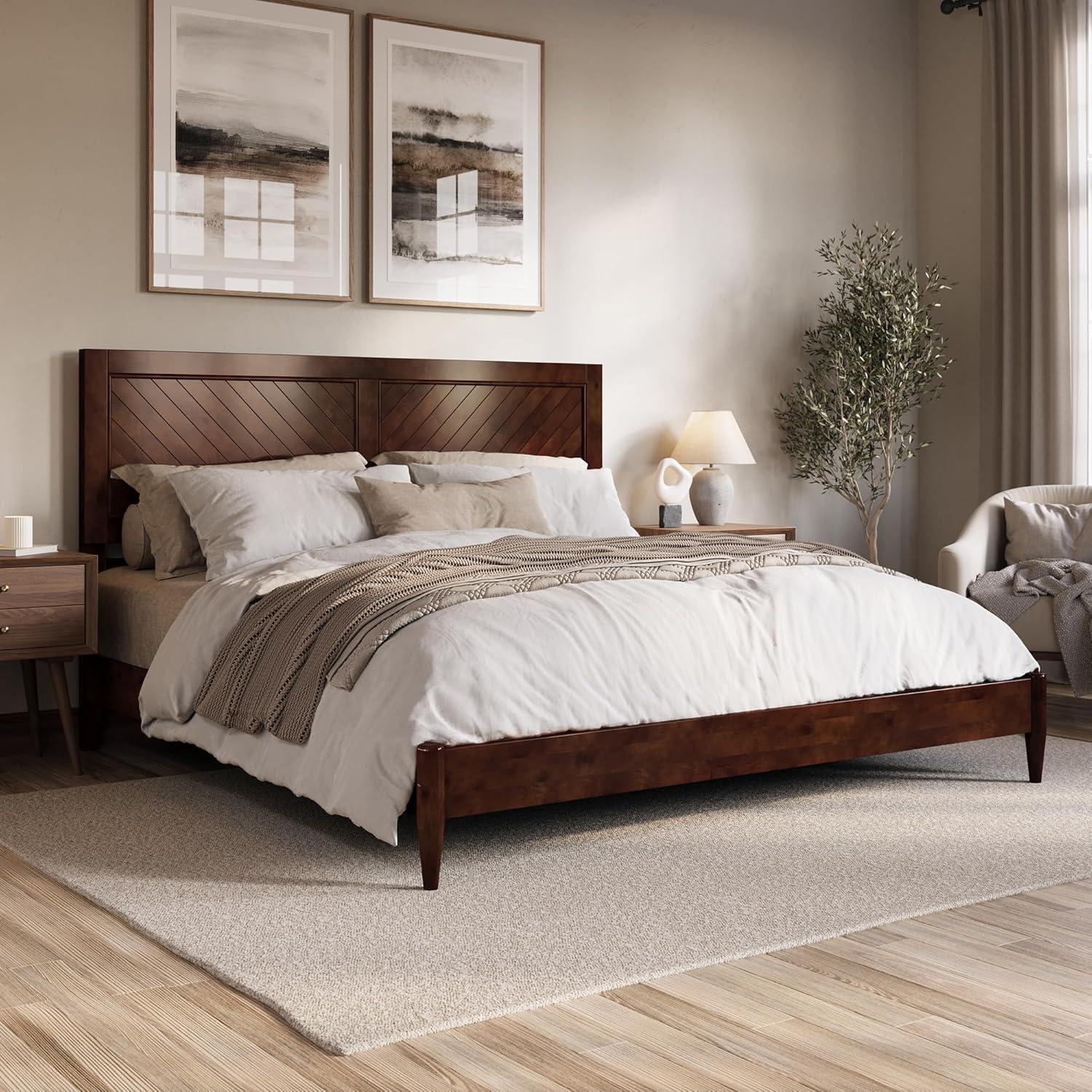 AFI Furnishings Berkshire Twin Solid Wood Low Profile Platform Bed in Walnut