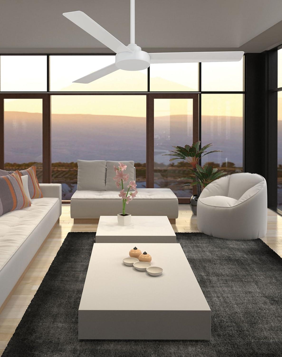 52" Minka Aire Modern 3 Blade Indoor Ceiling Fan Flat White for Living Room Kitchen Bedroom Family Dining Home House Office