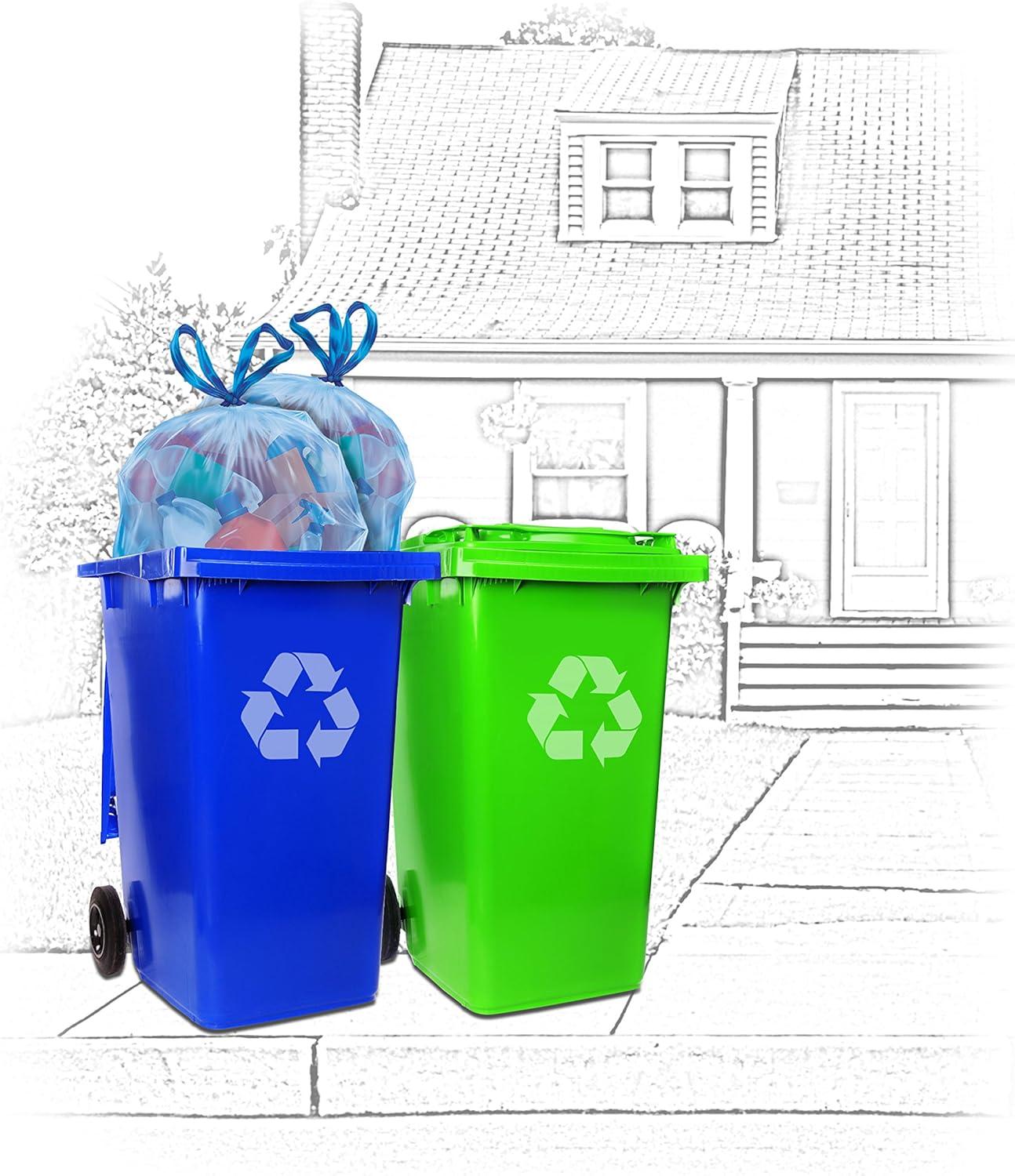 Blue 30 Gallon Drawstring Recycling Trash Bags, 36 Count