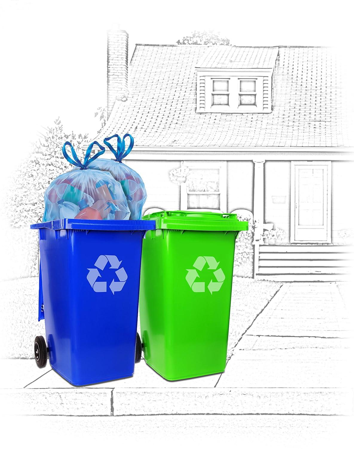 Blue 30 Gallon Drawstring Recycling Trash Bags, 36 Count
