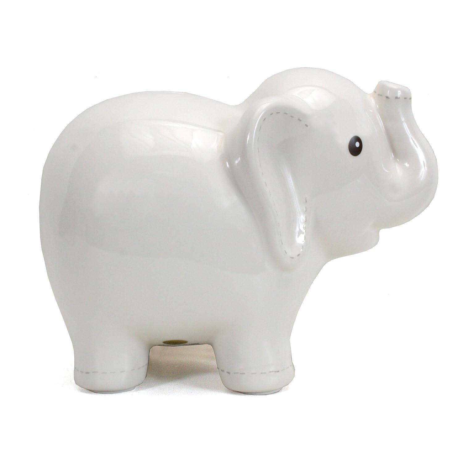 Child to Cherish Large Stitched Elephant Bank, White