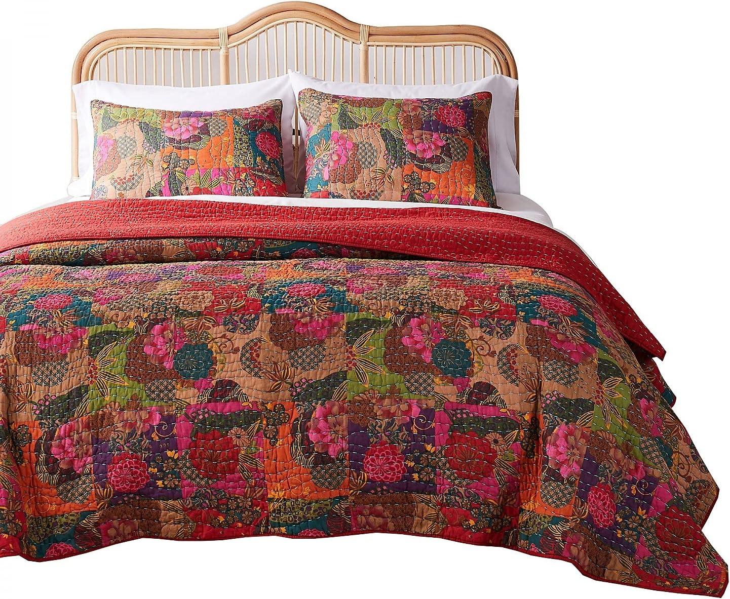 Greenland Home Fashions Jewel Boho Patchwork Print Quilt Set