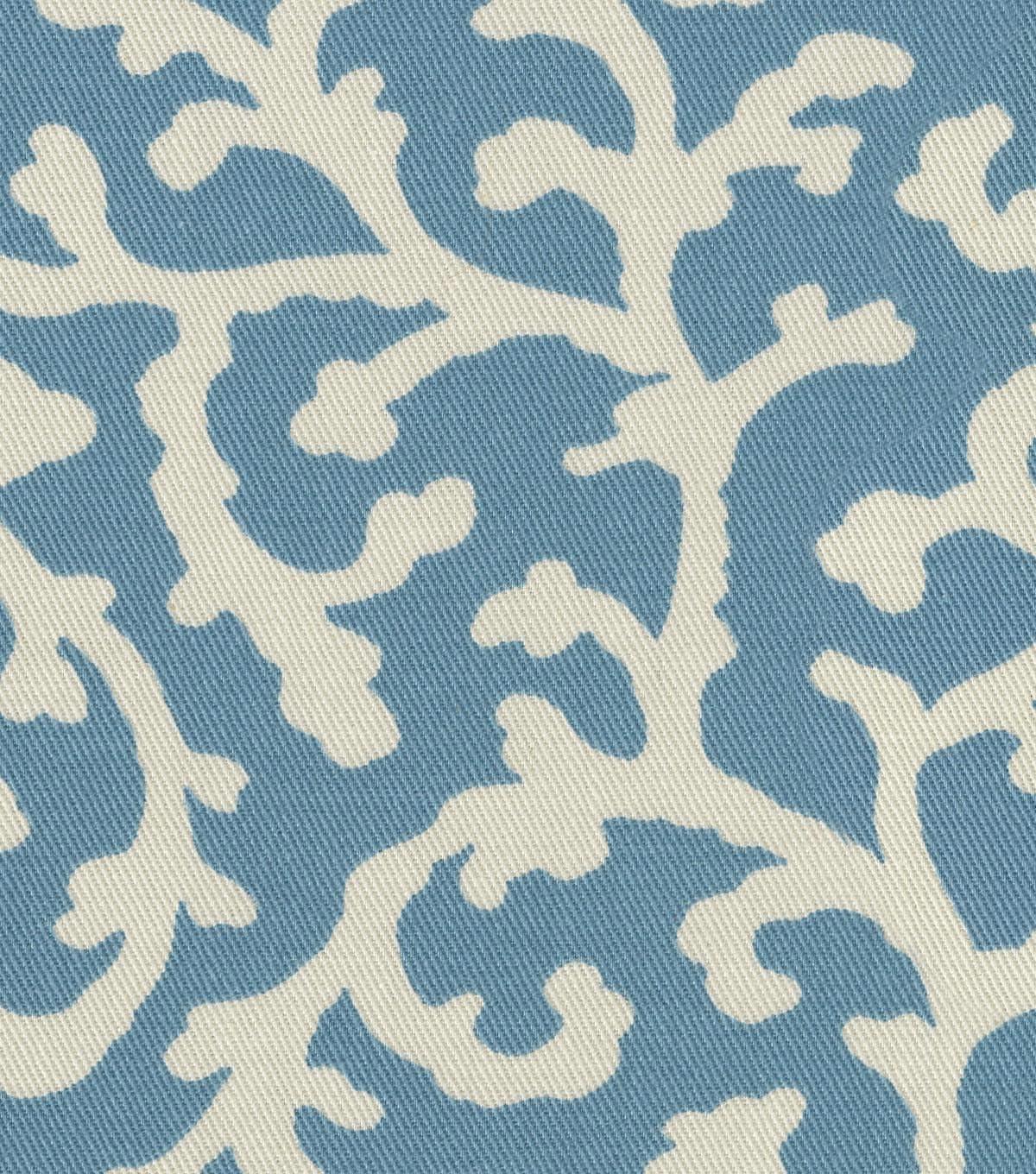 Blue and White Cotton Upholstery Fabric by the Yard