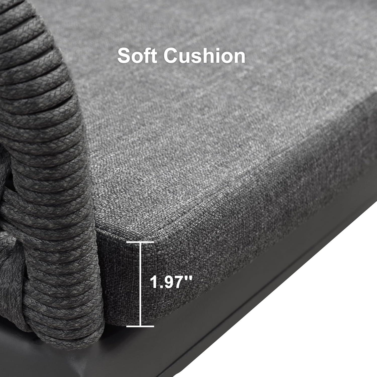 PURPLE LEAF Outdoor Rattan 29" Bar Stools Set of 2, Modern Boho Aluminum Patio Bar Height Chair with Cushion and Back for Outdoor and Indoor, Grey