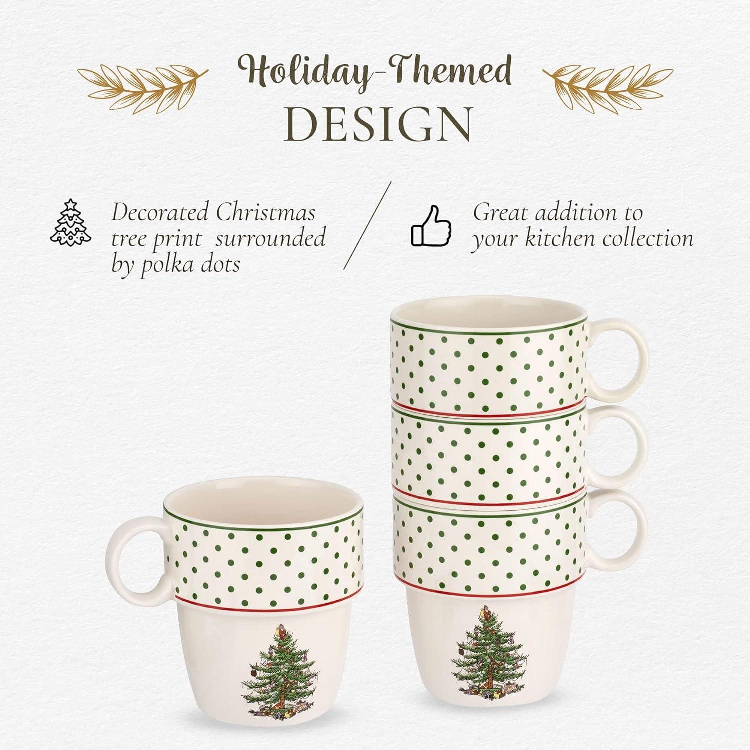 Spode Spode Christmas Tree Polka Dot Stackable Mugs (Set of 4)