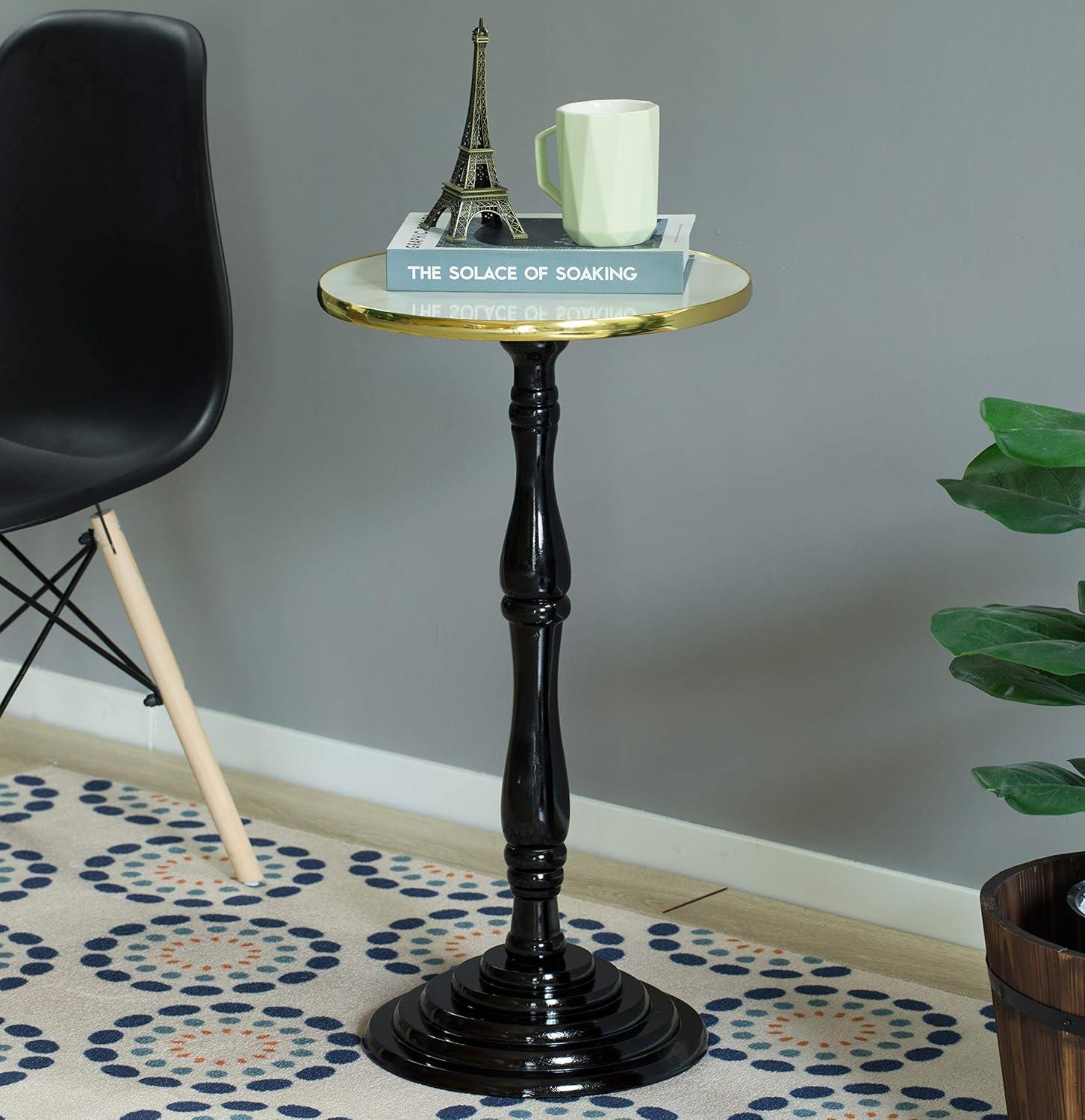 Fabulaxe Round Wooden Side Table, Living Room Accent Pedestal End Table