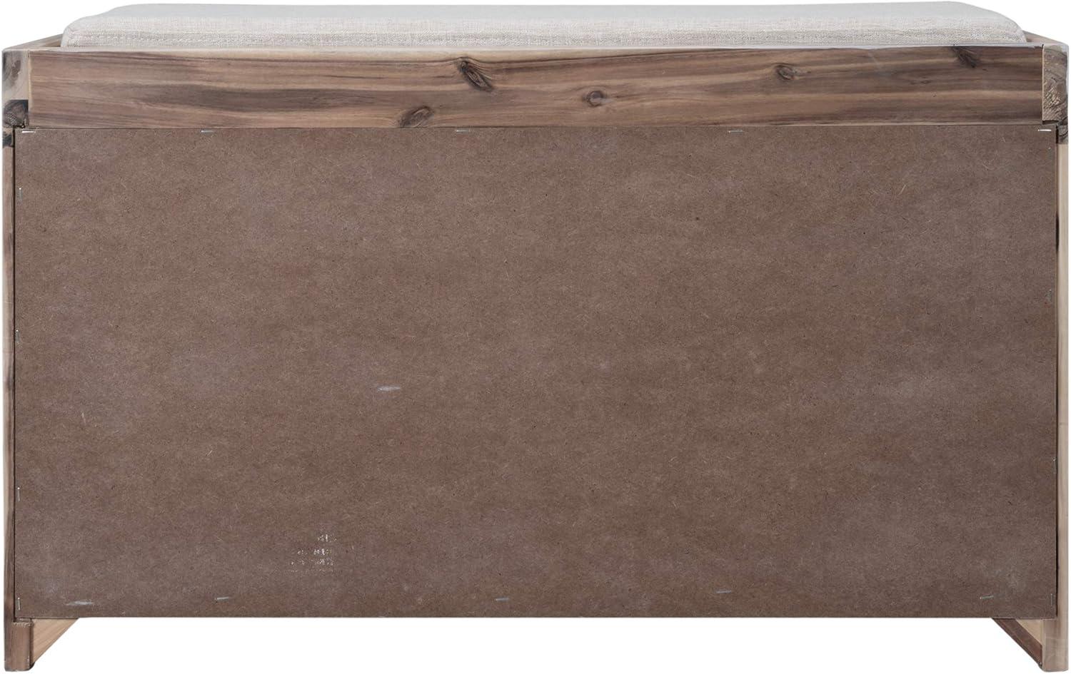 Knocbel Farmhouse Storage Bench, Hallway Entryway Bedroom Cabinet with Drawers, Removable Cushion & Wicker Basket, Fully Assembled, 32" L x 11.8" W x 20" H (White Washed)