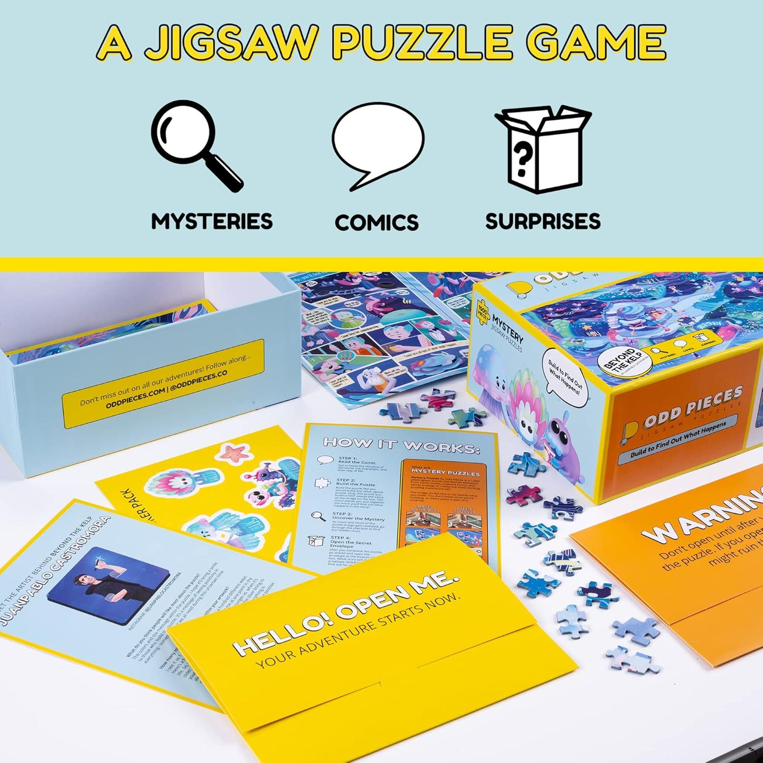 Mystery Jigsaw Puzzle-1,000 Pcs Mystery Puzzle with Storytelling Comics, Secret Ending-1000 Piece Puzzle for Adults & Kids –19.7'' x 27.6'' Frameable Magic Art (Beyond The Kelp)