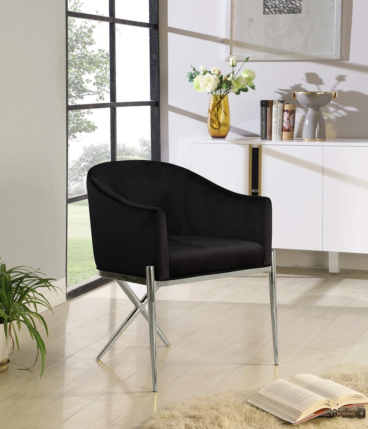 Meridian Furniture Xavier 19.5"H Velvet Dining Chair in Black