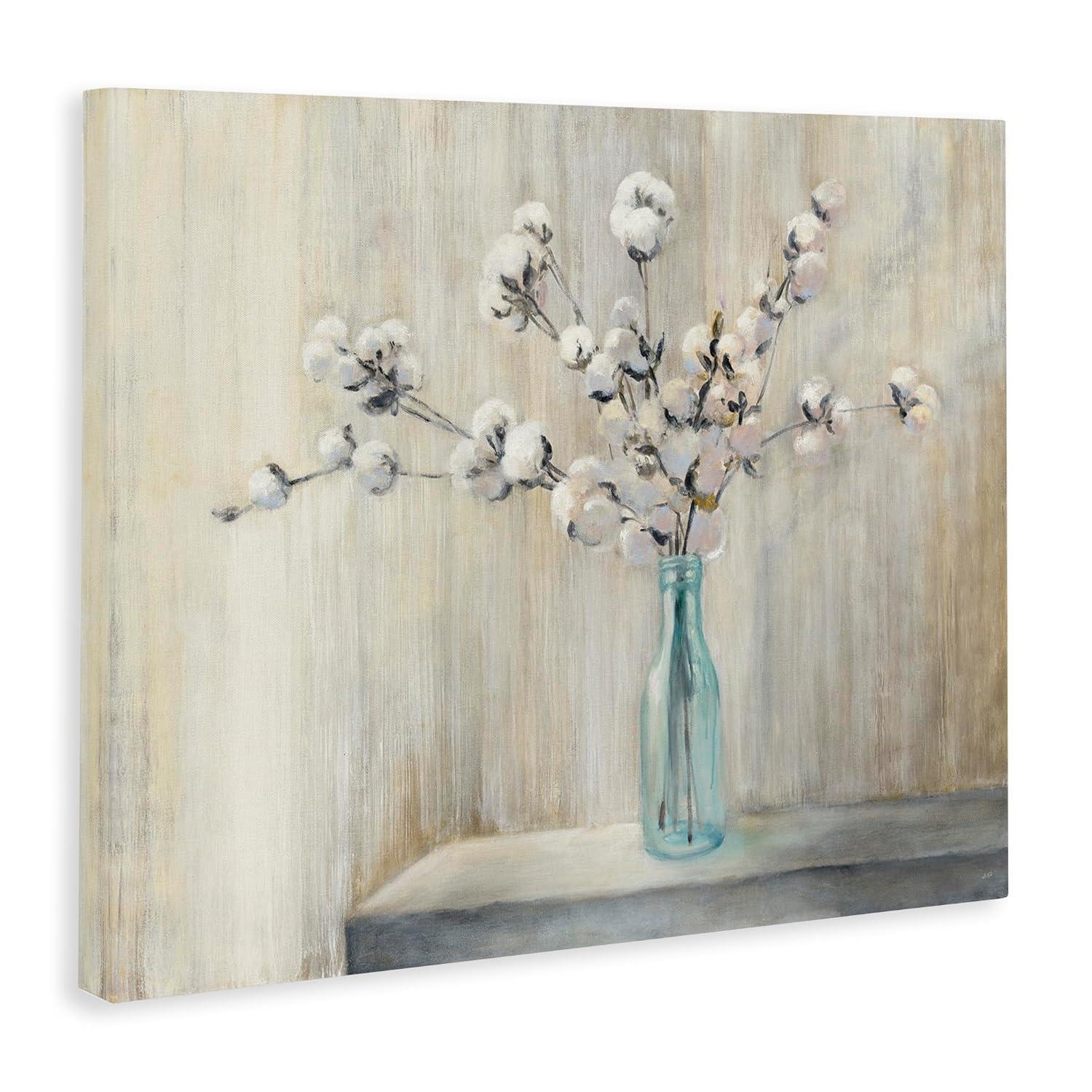 Stupell Industries Beautiful Cotton Flower Grey Brown Painting Canvas Wall Art by Julia Purinton