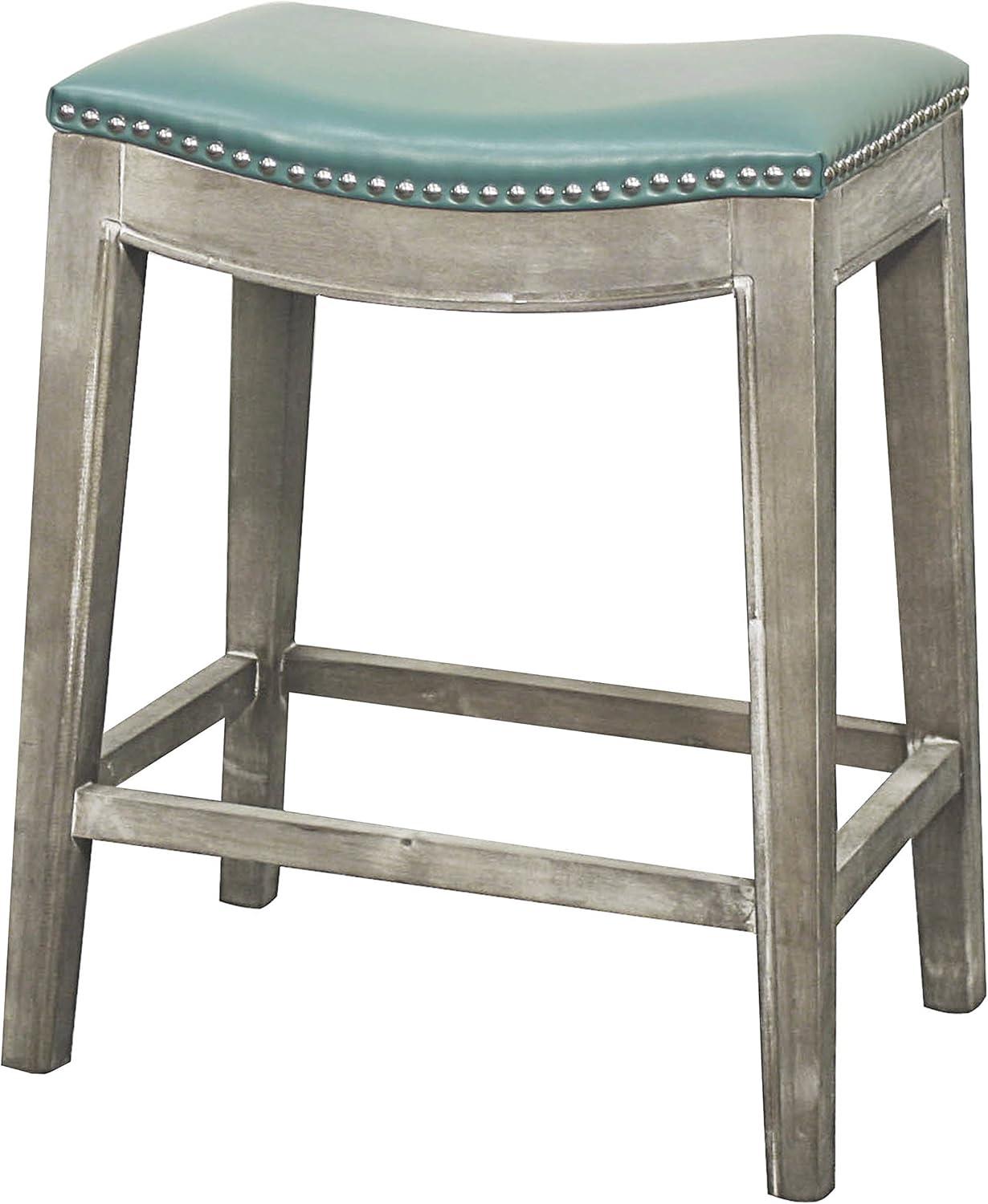 Elmo Bonded Leather Counter Stool Mystique Gray Frame, Turquoise