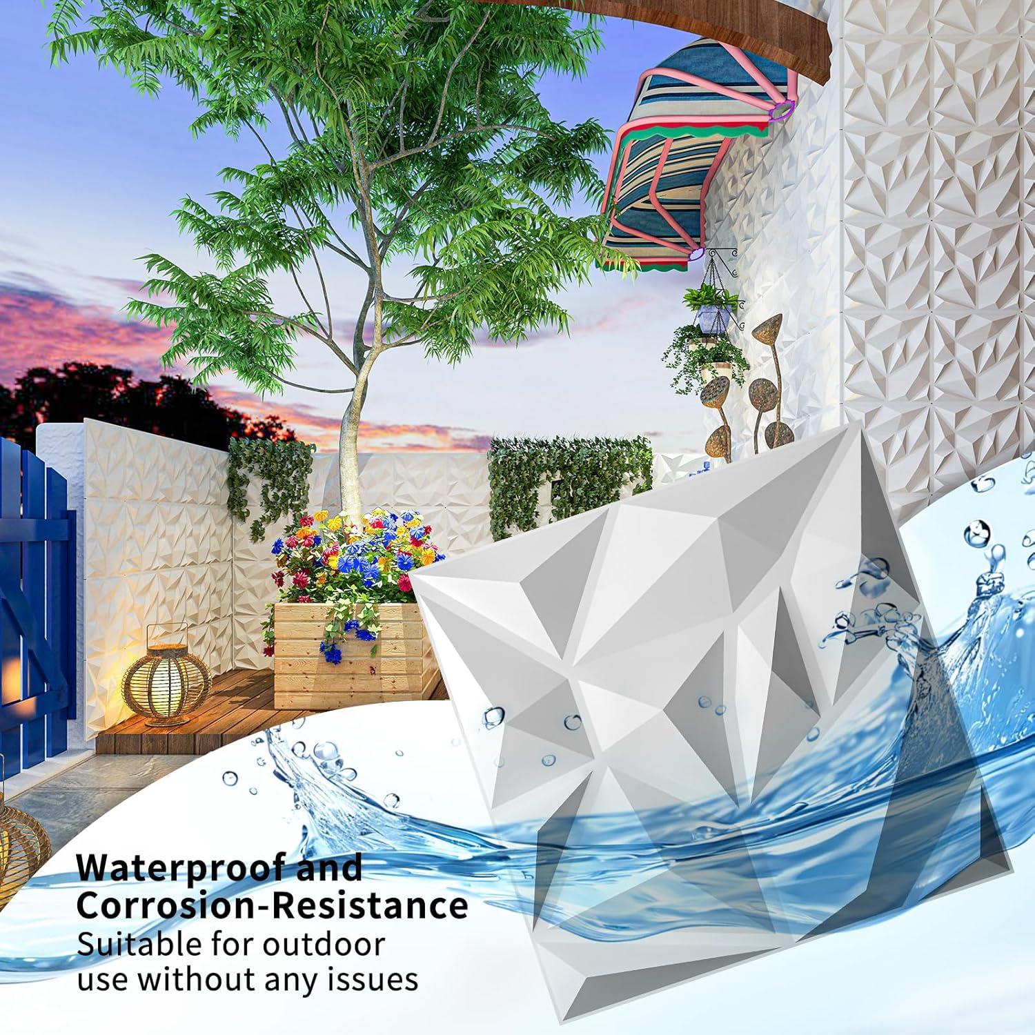 Art3d 20 Pack Decorative 3D Wall Panels, 19 Sq.Feet PVC Interior Wall Décor, 11.8"x11.8", White