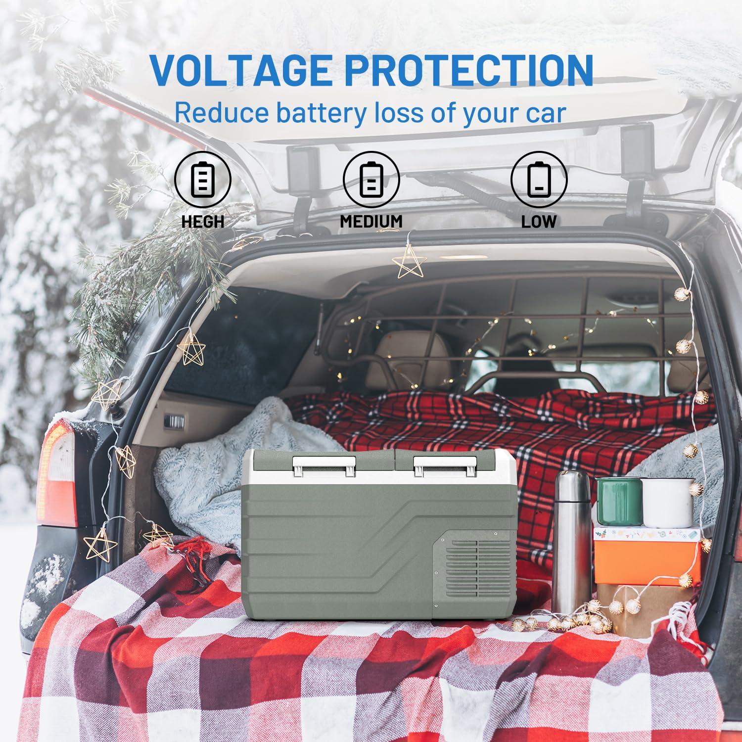 Alpicool 25Qt Dual Zone With Individual Temperature Control Car Refrigerator, 12V/24V/220V Portable Car Fridge, Large Capacity Freezing Food, Powerful Compressor Freezer and Cooler, for Outdoors and Indoors Use