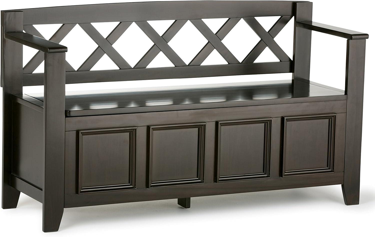 Amherst Hickory Brown 48" Wide Solid Wood Transitional Storage Bench