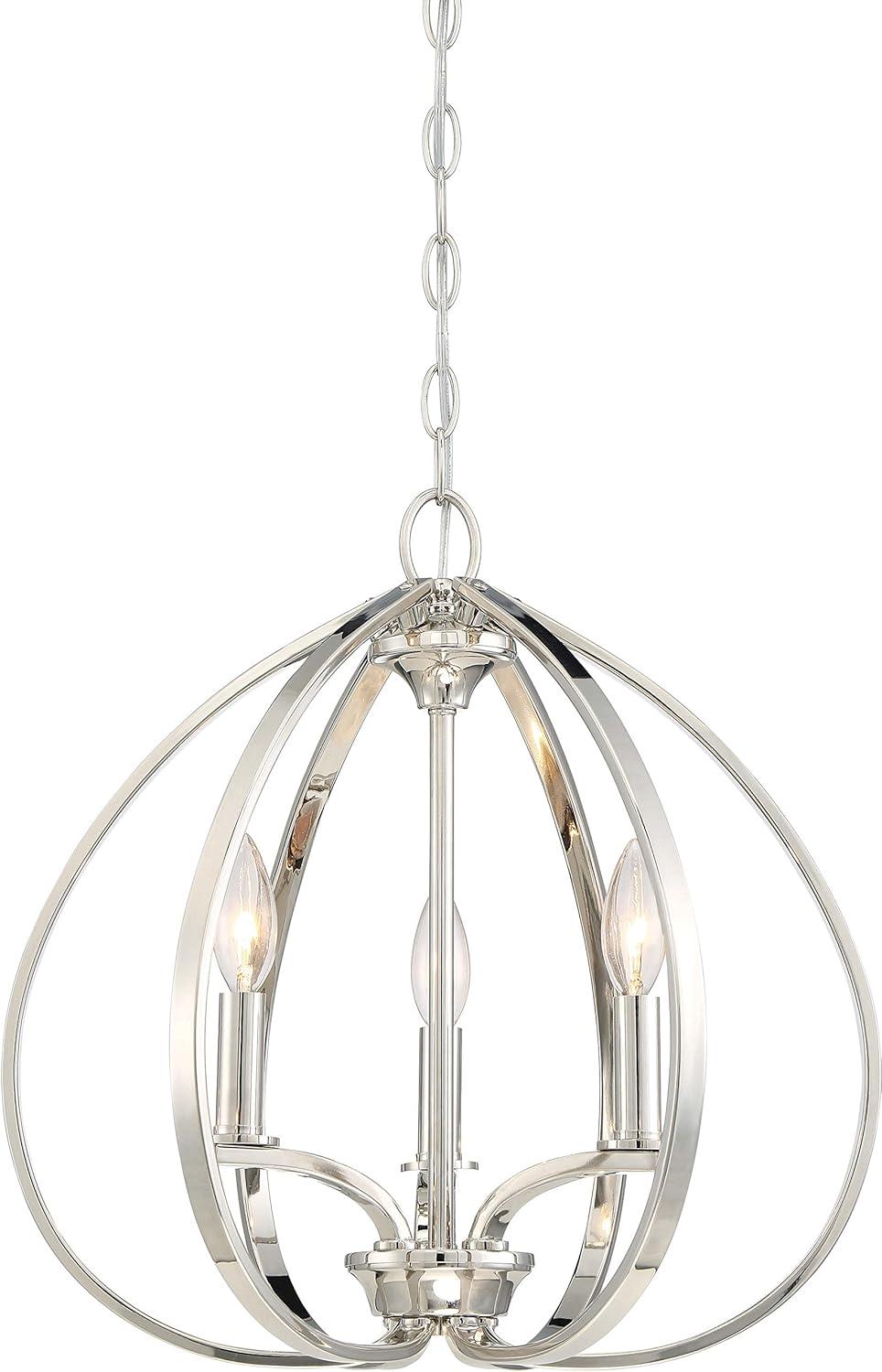 Minka Lavery Polished Nickel Pendant Chandelier 16 1/2" Wide Modern 3-Light Fixture for Dining Room House Foyer Kitchen Entryway