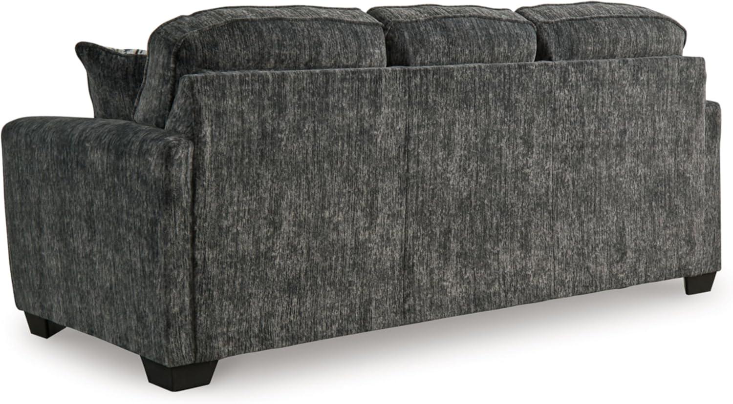 Gunmetal Gray Fabric Three Piece Sofa with Track Arms