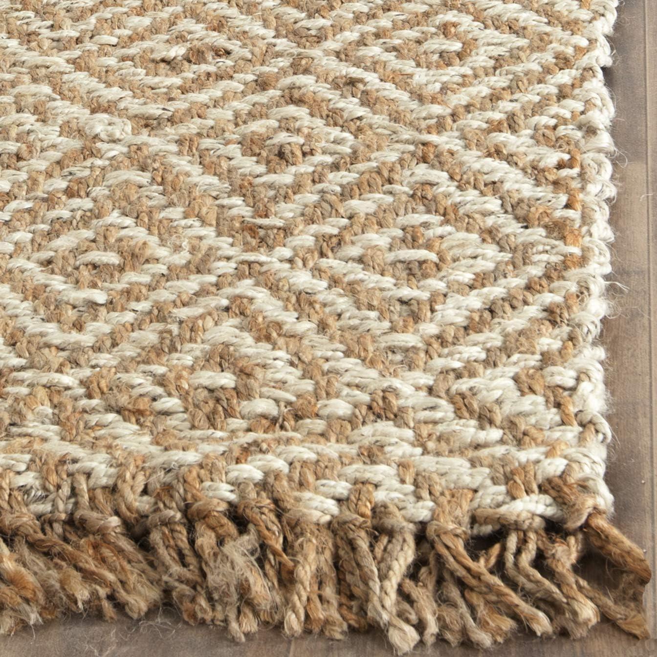 Ivory Hand-Knotted Diamond Trellis Jute Runner Rug - 2'6" x 14'