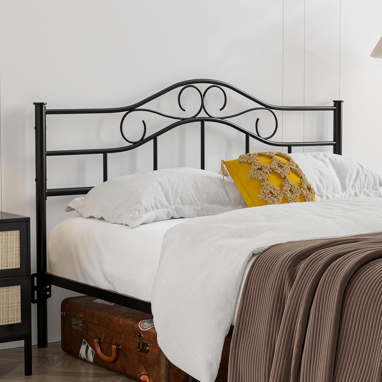 Red Barrel Studio® Anary Metal Headboard, Adjustable Height, Steel Curved Headboard , Farmhouse Scrollwork Design