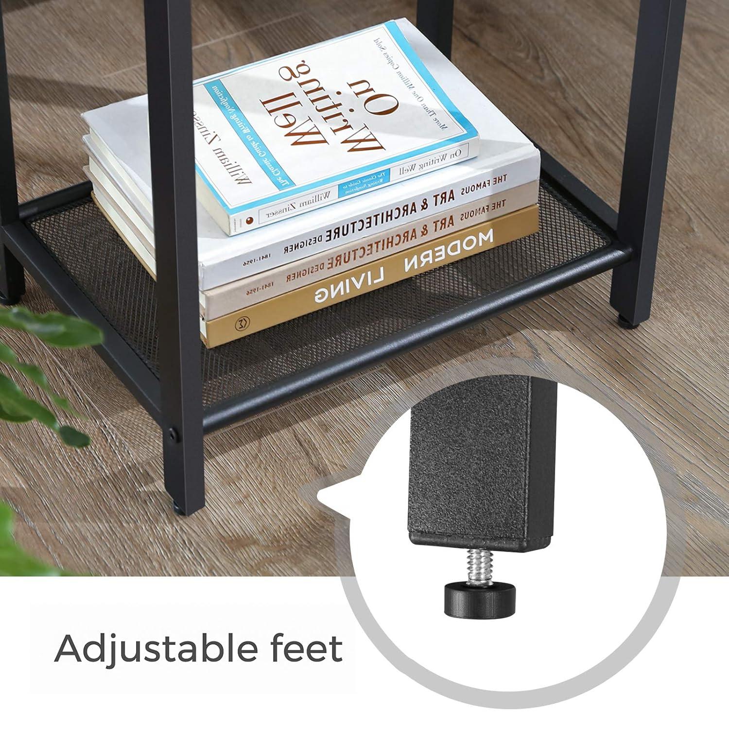 VASAGLE INDESTIC Side Table Space Saving Industrial Rustic Brown and Black